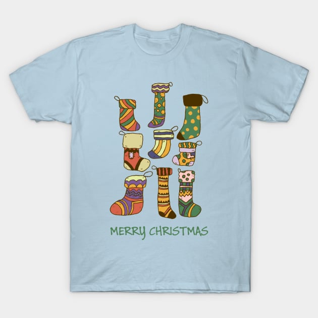 Christmas stockings - Happy Christmas and a happy new year! - Available in stickers, clothing, etc T-Shirt by Crazy Collective